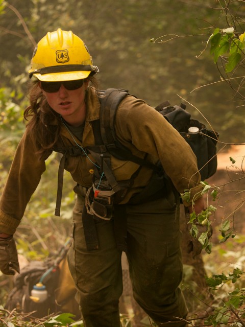 On the lines of the Happy Camp Complex fire in Siskiyou County.  The vast majority of crewmembers are men. (Kari Greer)