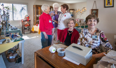 The volunteer proprietors of the Treasure Chest, a thrift shop operated in a gated military retirement community in Riverside. (Douglas McCulloh)