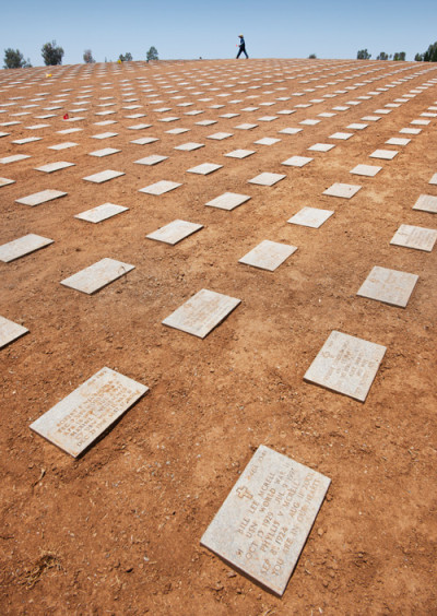 Grave marker realignment at Riverside National Cemetery. (Douglas McCulloh)