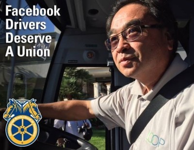 A Teamsters post on Facebook urging the company to support an organizing drive for  shuttle drivers.