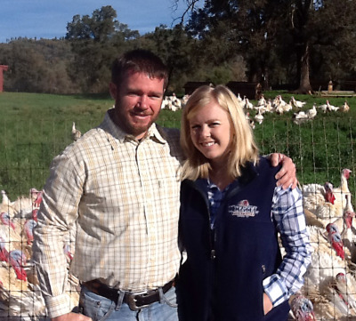 Jason and Heidi Diestel are their family’s fourth generation to raise turkeys in Tuolomne County. (David Hosley/KQED)
