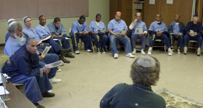 The Jewish congregation at San Quentin State Prison has around 80 to 90 members, according to Jewish Chaplain Carole Hyman. (Adam Grossberg/KQED)