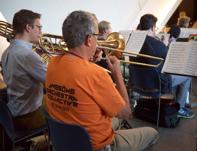 The Awesome Orchestra holds one of their monthly sessions at the Contemporary Jewish Museum in San Francisco.