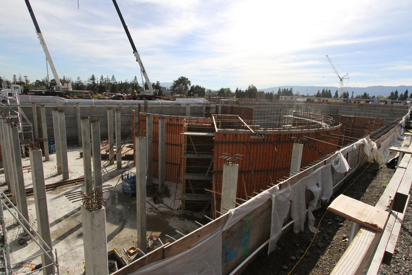 Adjacent to the circular office space, Apple is constructing an amphitheater. (Anya Schultz/KQED)