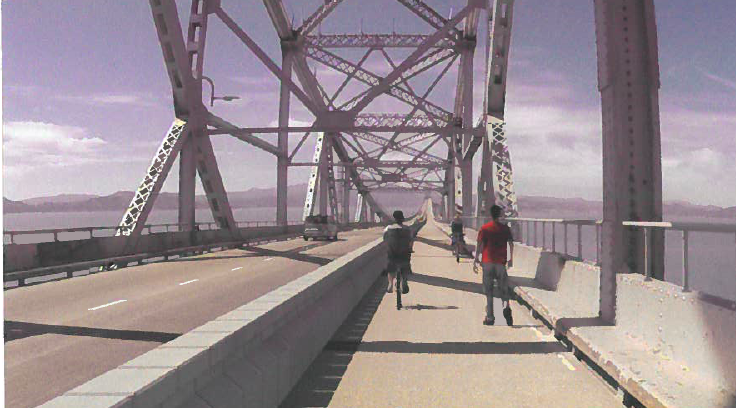 A rendering of the proposed biking and walking path on the Richmond-San Rafael Bridge.
