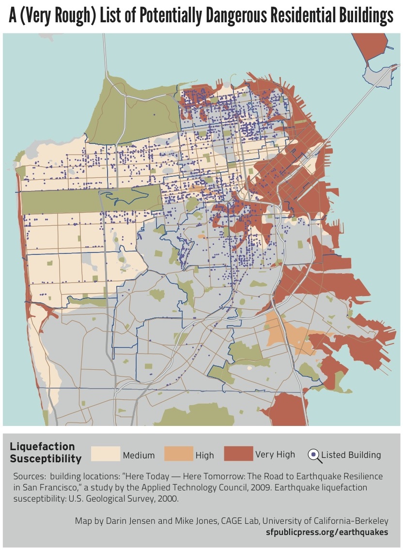 Map of potentially dangerous residental buildings in San Francisco. 