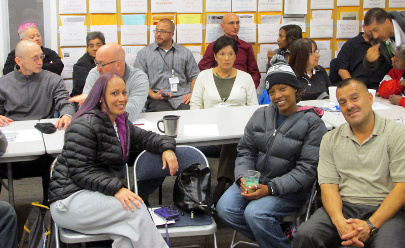 Participants in a mentoring program where former lifers help each other adjust to life after decades in prison.