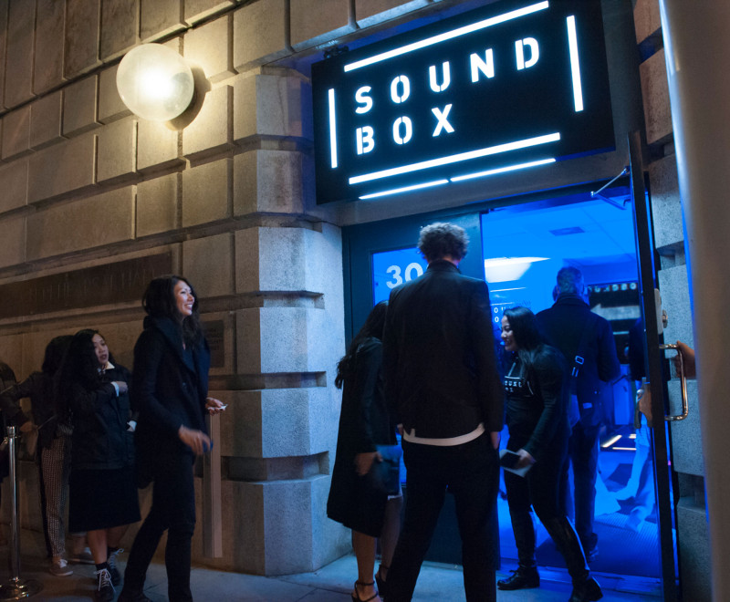 The entrance to SoundBox .