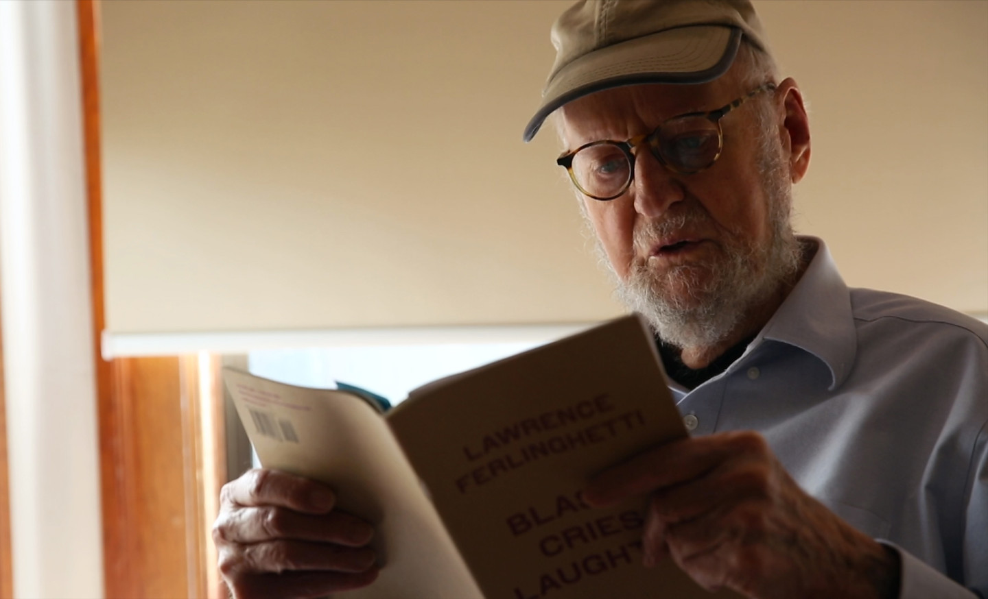 Beat poet and painter Lawrence Ferlinghetti will turn 96 in March. (Adam Grossberg/KQED)