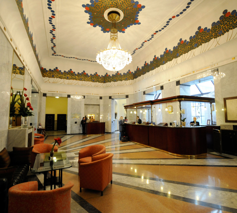 The lobby of the opulent Hotel Bristol in Warsaw, Poland, where former PUC president Michael Peevey met with Southern California Edison executive Stephen Pickett in 2013.