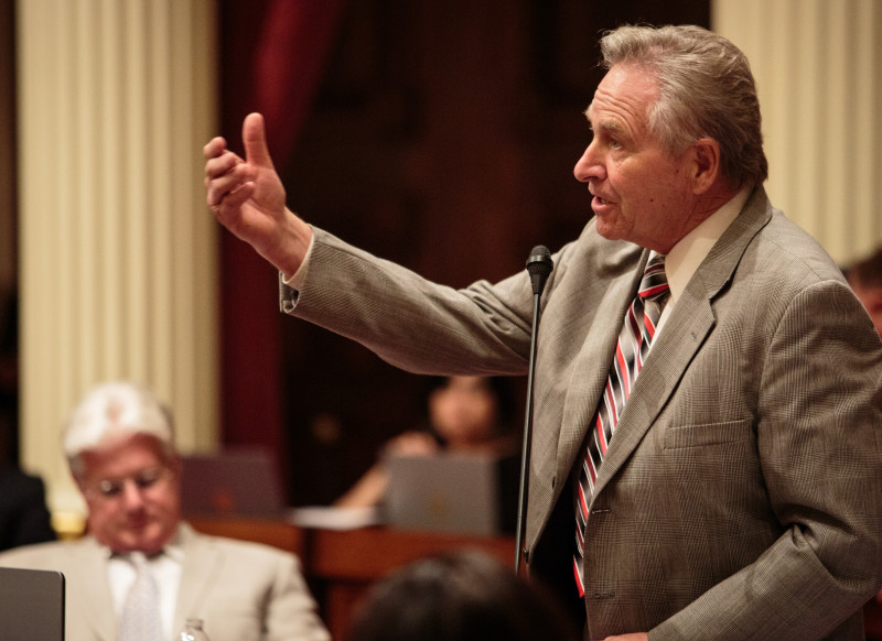State Senator Jim Nielsen, R-Gerber, speaks on the budget in the Senate Chambers at the State Capitol in Sacramento, California on June 15, 2015.