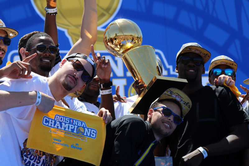 The Golden State Warriors are NBA Champ. (Adam Grossberg/KQED).