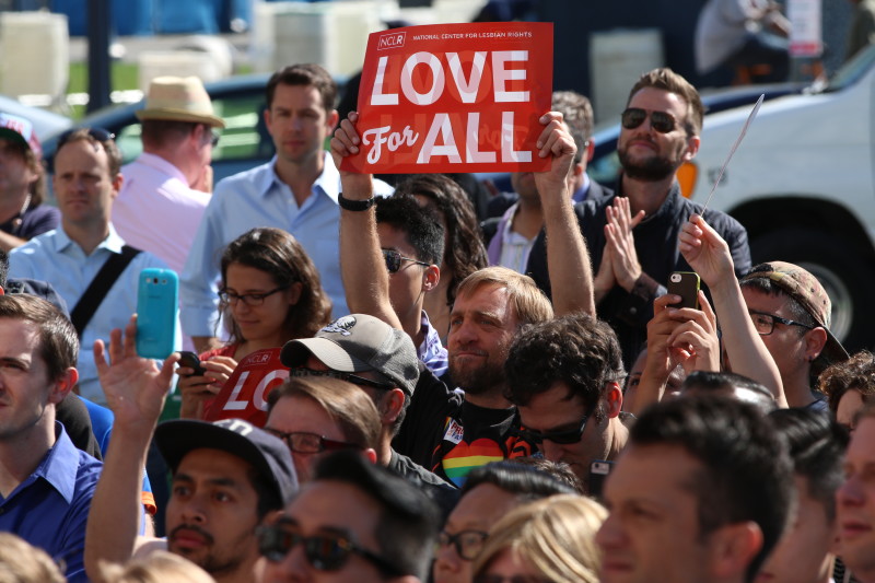 Hundreds of people came out at San Francisco City Hall after the Supreme Court announced its decision overturning same-sex marriage bans.
