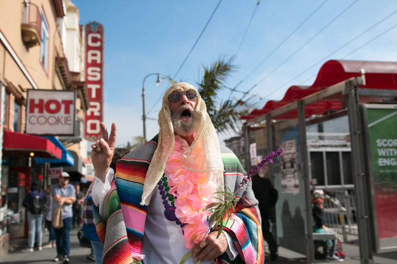 Walter Gaylor had an ecstatic message for everyone within earshot (Jeremy Raff/KQED).