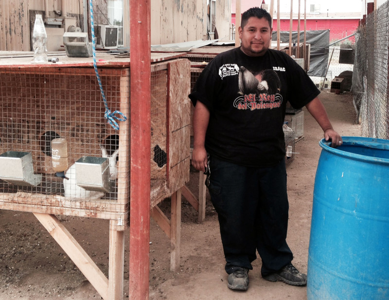 Isaac Orduño runs a feed store in Sultana and gives his birds and rabbits water from a 55-gallon drum. That way, he doesn’t have to keep the hose running.