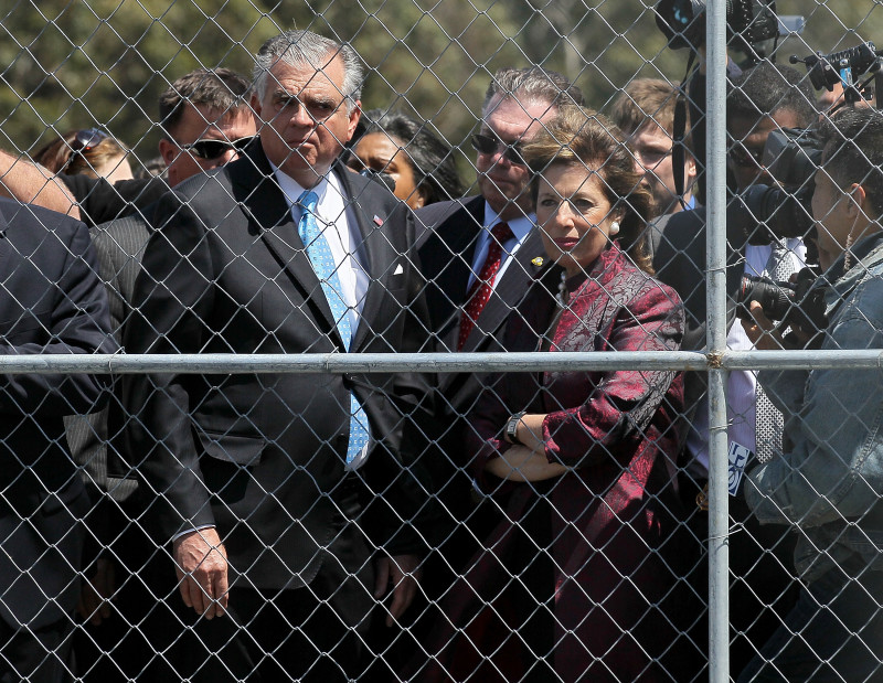 In this photo from May of 2011, federal Transportation Secretary Ray LaHood tours the site of the PG&E San Bruno pipeline explosion with Congressional Representative Jackie Speier.
