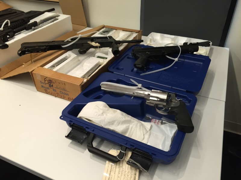 Some of the weaponry San Francisco Police Department investigators seized after serving a search warrant in South San Francisco June 3.
