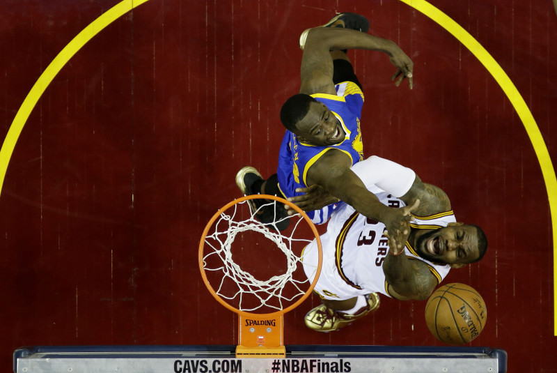 LeBron James shoots against Draymond Green in the first half during Game Six of the 2015 NBA Finals. (Tony Dejak-Pool/Getty)