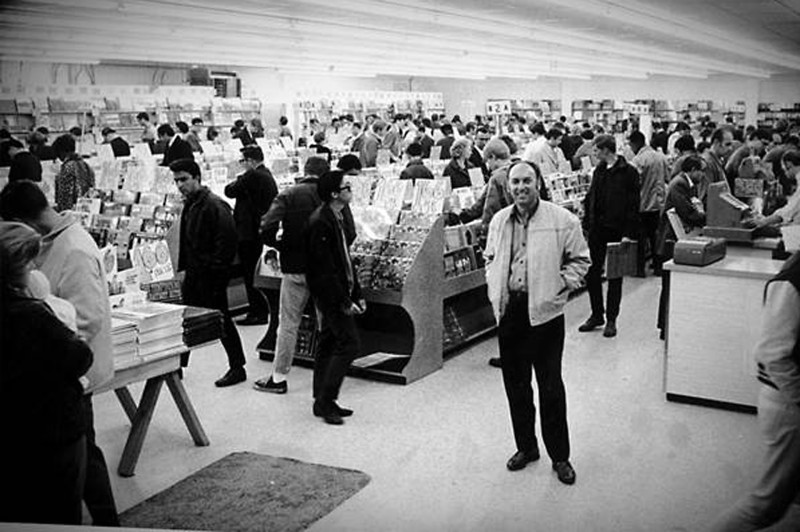 Tower Records founder Russ Solomon at the 1968 opening of Tower's San Francisco store.