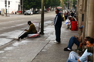 Renee revisits Skid Row after nine years of sobriety. "I don't belong here any more," she said when she walked back to where I was standing. (Mimi Chakarova/Center for Investigative Reporting)