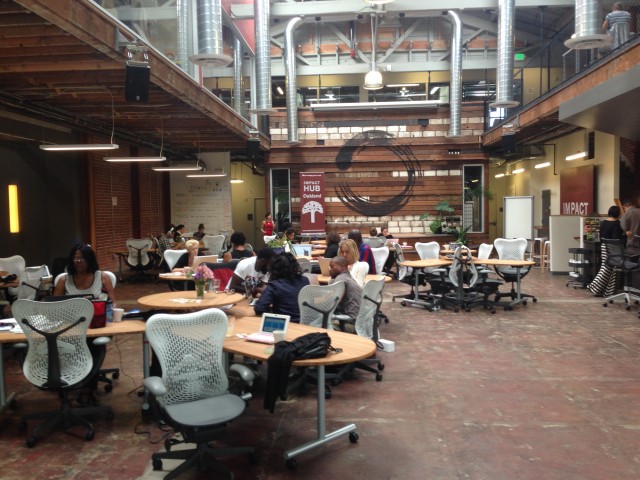 Impact Hub Oakland, a new downtown tech-centric co-working and event space. (Sam Harnett/KQED)