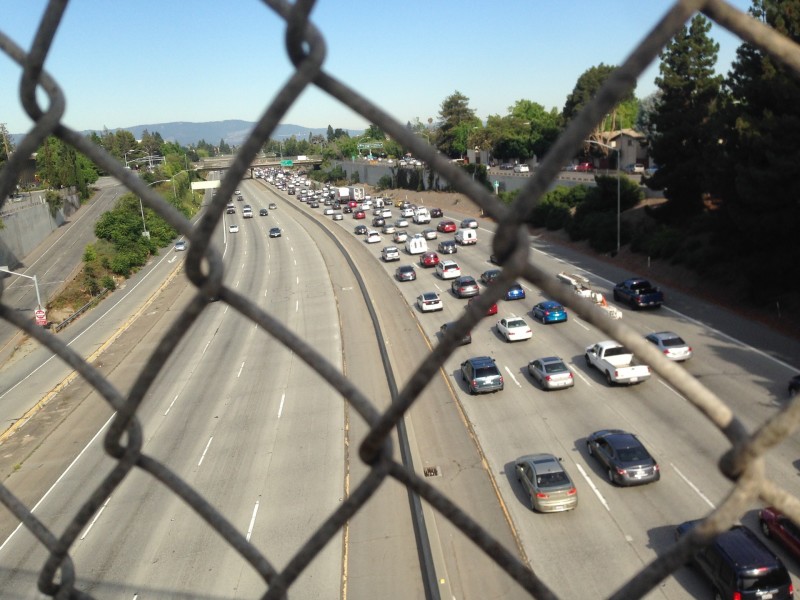 From an overpass above 280 at 8:45 a.m. on a weekday, you can see that San Jose is a net exporter of employees.
