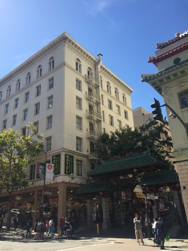 The Hotel Astoria, next to Chinatown's famous Dragon Gate entrance.
