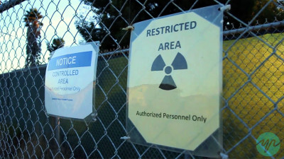 Many buildings on Treasure Island are closed and marked as radioactive, which concerns several of the families who live there. (Chaz Hubbard/Youth Radio)