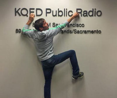 Rock climber Kevin Jorgeson at the KQED studios in San Francisco.