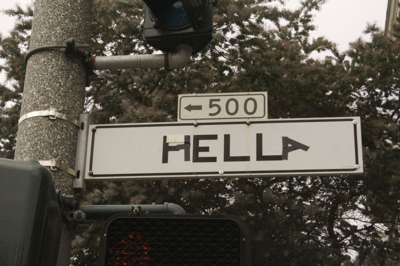 Someone turned Fell Street in San Francisco into Hella Street. (kyle rw/Flickr)