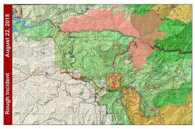 National Forest Service map of the Rough Fire perimeter, Aug. 22, 2015. Click for larger image. 