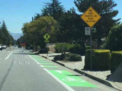 Cupertino has added green paint to a number of its bike lanes. 