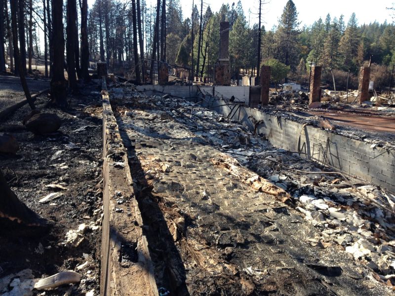 Hoberg's Resort on Cobb Mountain, five days after the start of the Valley Fire. Many in the area were counting on jobs from the newly refurbished resort.