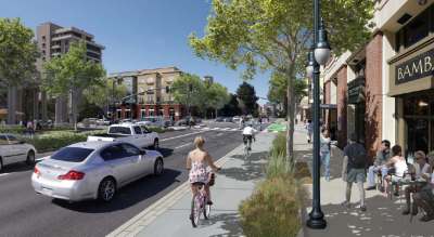 San Mateo is another community planning raised bike paths. They released these renderings earlier this year. 