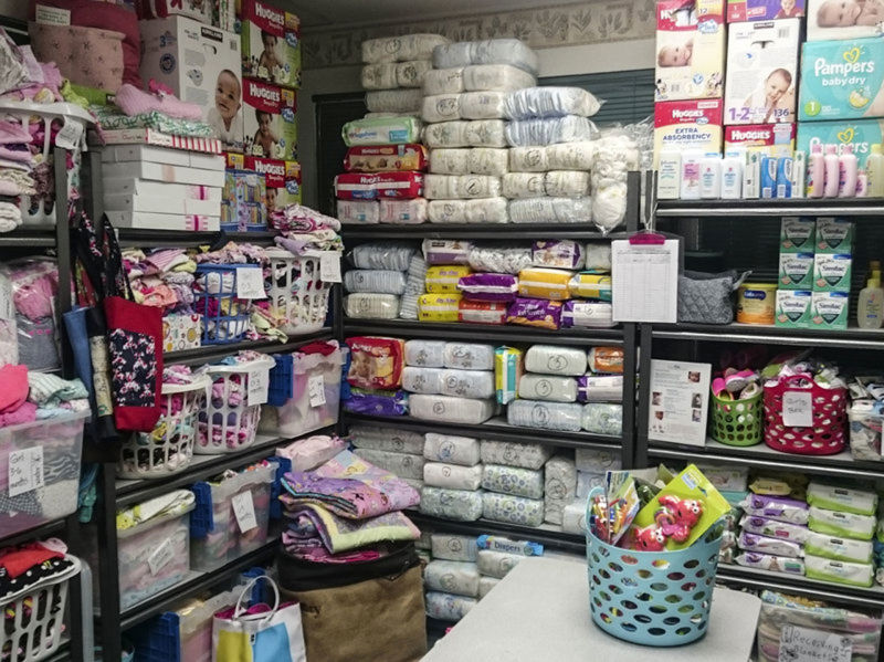 In its "care closet," the East County Pregnancy Care Clinic keeps donations of diapers, baby clothes, wipes, maternity clothes and other items to help clients who can't afford such supplies on their own.