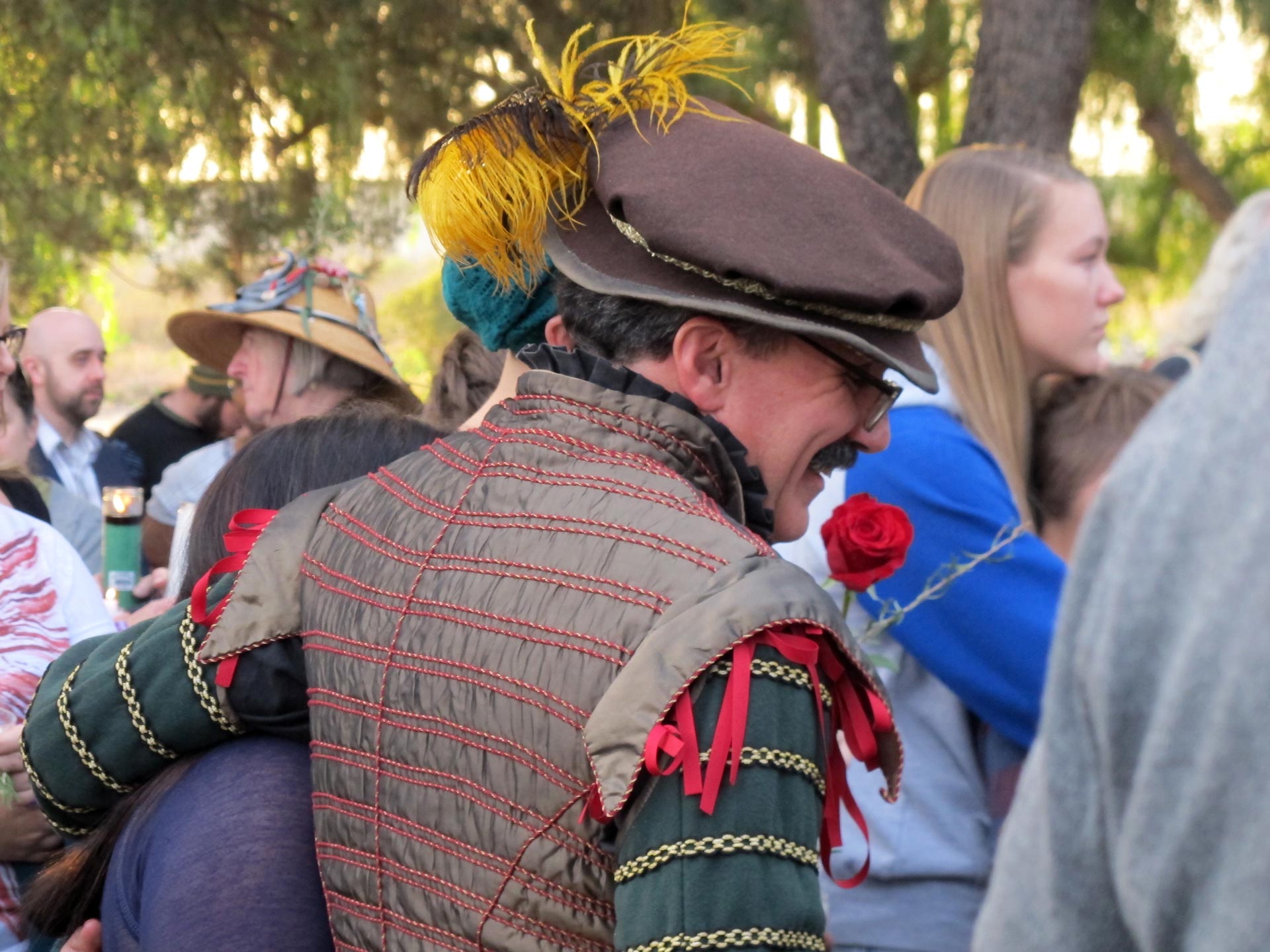 Some people showed up in costume to the Renaissance Pleasure Faire site in Irwindale to remember Larry Daniel Kaufman, a member of their community for more than a decade and a half.
