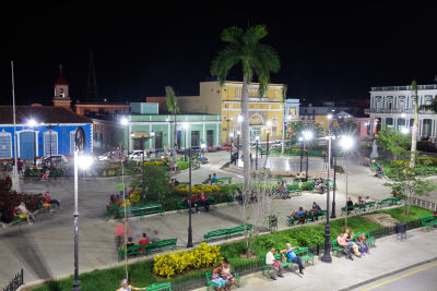 Gregory Baker of Santa Clara University says he saw a surprising number of people on smartphones accessing the Internet in squares like this one in Sancti Spiritus, a town in central Cuba.