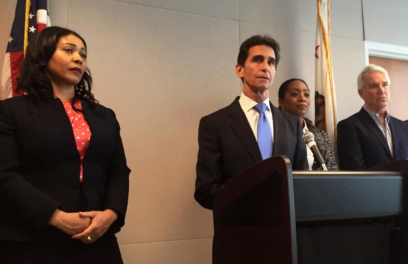 State Sen. Mark Leno announces Senate Bill 1286 at a press conference on Friday, flanked by San Francisco supervisors London Breed and Malia Cohen, and District Attorney George Gascón.