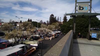 The flea market takes place every weekend in the Ashby BART station parking lot.