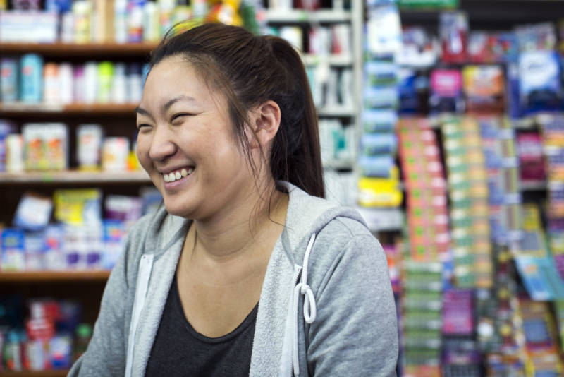 Taylor Chun, who just graduated from Cal Poly Pomona, is working as a manager at her family's store in Placentia.
