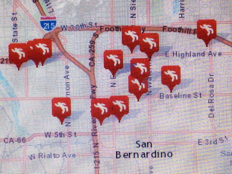 Detail of San Bernardino 2016 homicide map. 