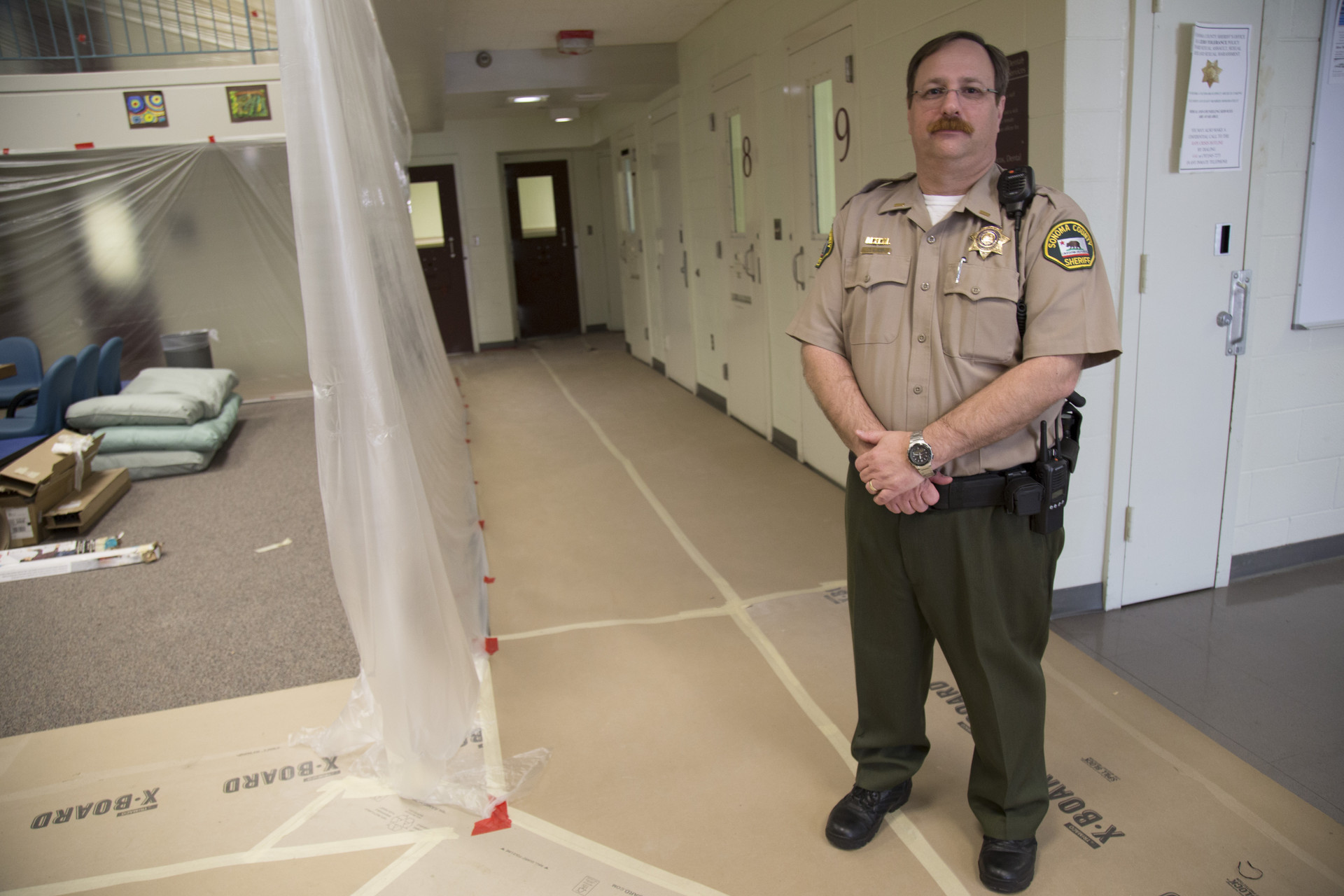 Lt. Mike Toby supervises Sonoma County Main Jail’s three mental health units. He's standing in a unit being renovated to give inmates more outside of cell time.