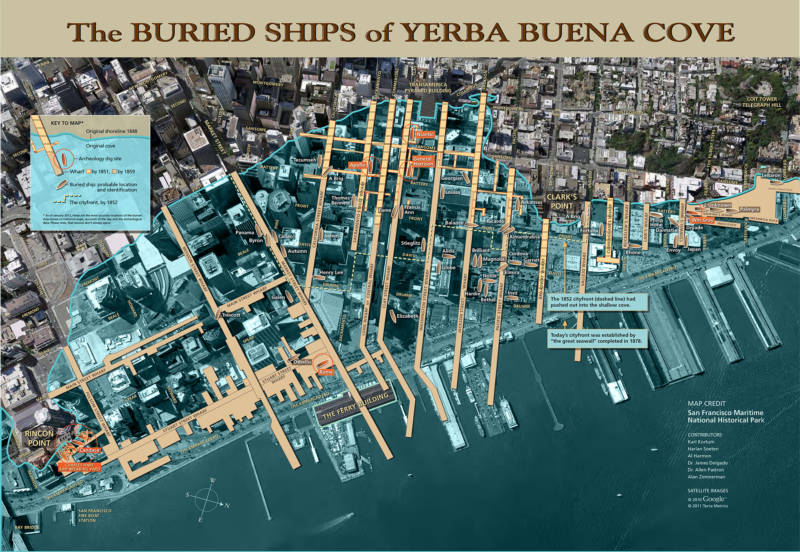 A map of the buried ships under San Francisco.