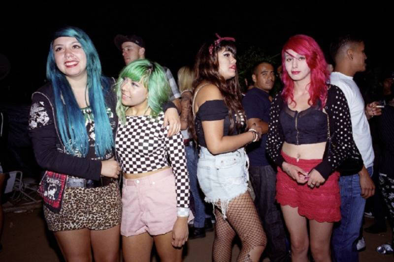 A group of young women at a backyard show in L.A.