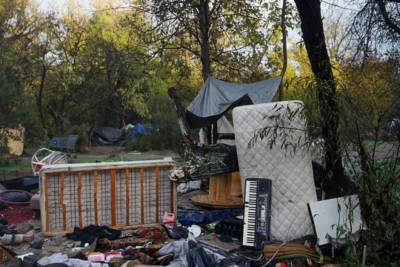 Goods that cannot be hauled away by residents are left at the Jungle in San Jose, Calif. on Wednesday, Dec. 4, 2014. The city of San Jose cleared out the part of Coyote Creek that was home to around 300 people.
