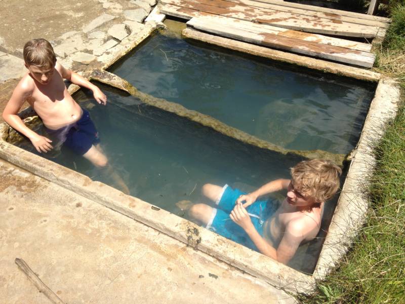 Asher and Atticus Boone enjoy one of the natural springs built by the CCC in the 1930s.