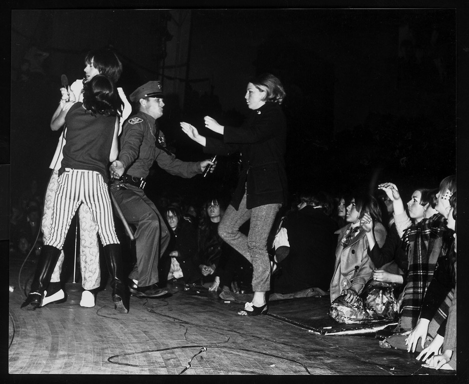 Psychedelic garage rockers The Seeds onstage at the Hullabaloo Club in Hollywood in 1966. The photo was 16-year-old Caraeff's first rock photography sale.
