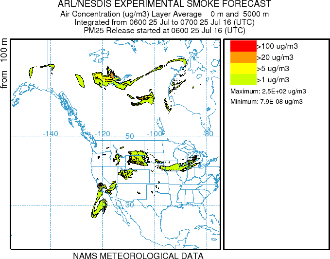 Smoke forecast from NOAA's Air Resource Laboratory. 