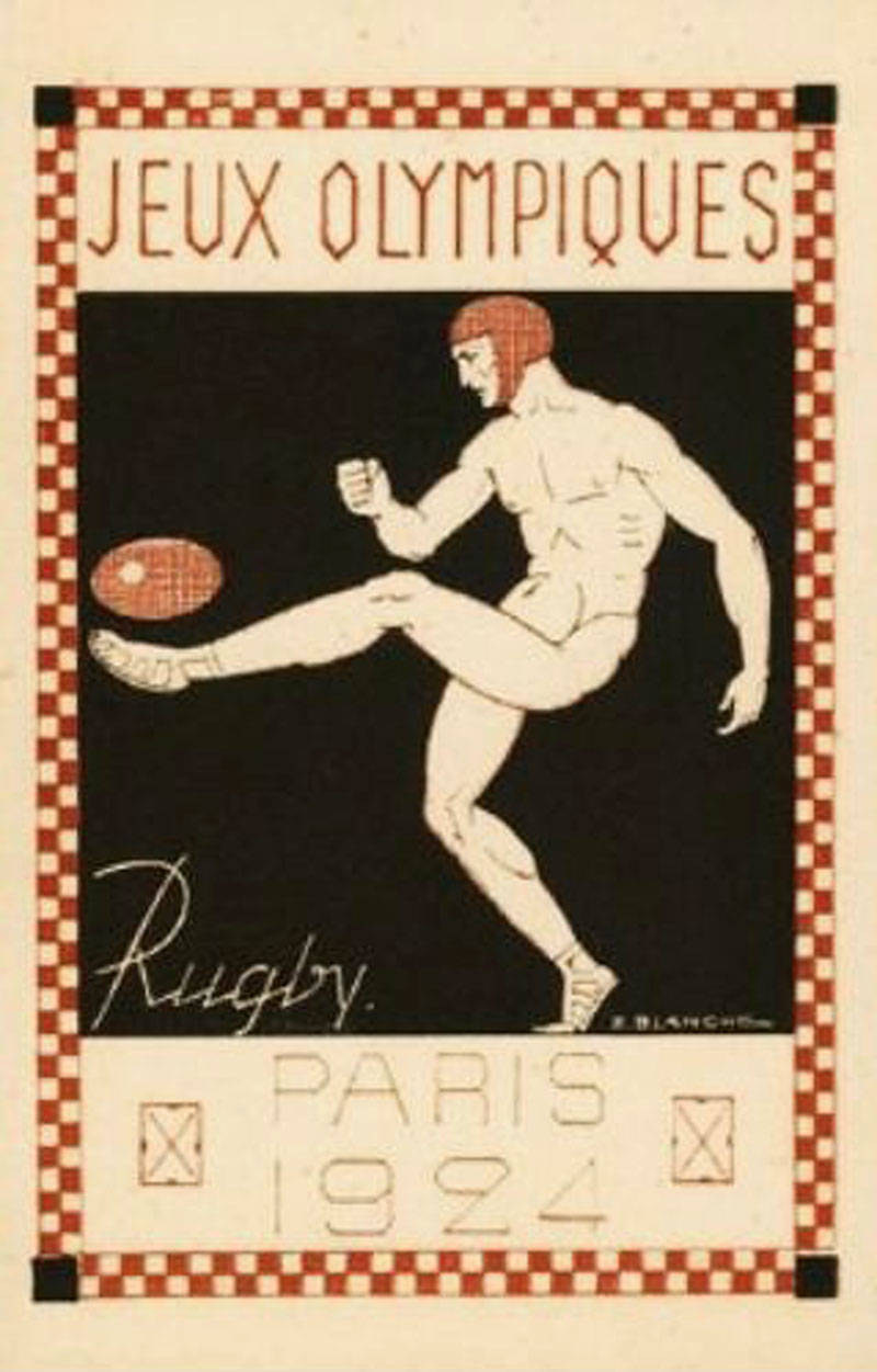 A poster promoting rugby from the 1924 Paris Olympics.