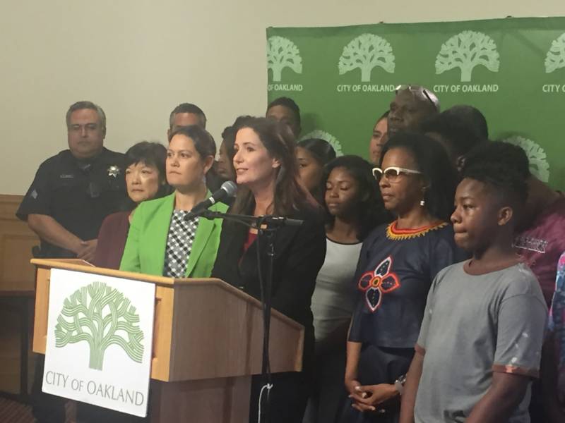 Oakland City Administrator Sabrina Landreth and Mayor Libby Schaaf formally announce a national search for a new police chief Monday, Aug. 29.